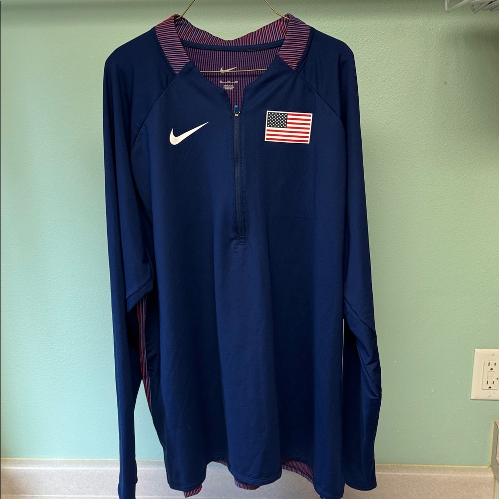 Nike Team USA Quarter Zip Navy Performance Jacket